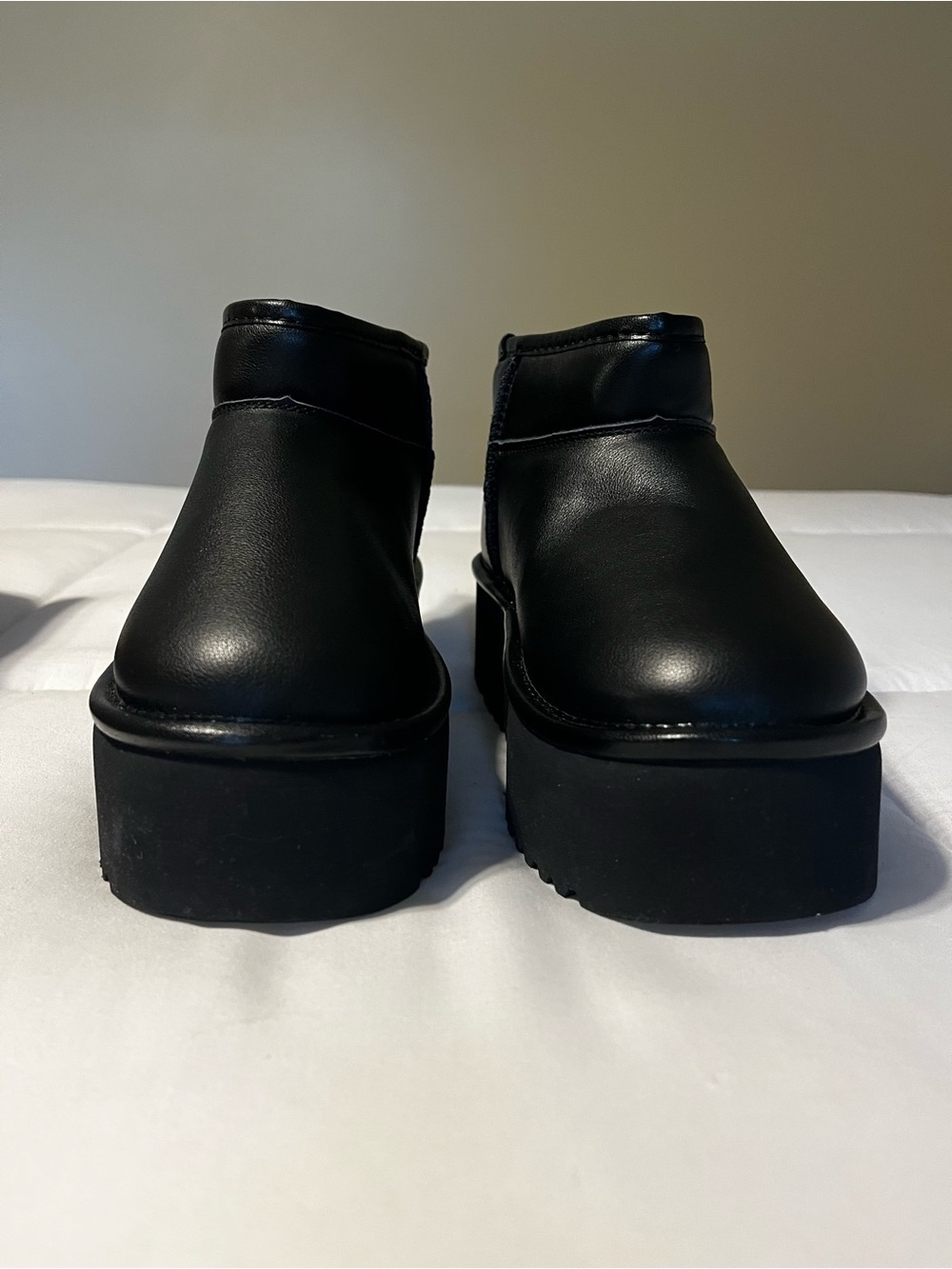 Project cloud black genuine leather womens platf